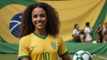 En glad brasilianer som viser sin kjærlighet for fotball.