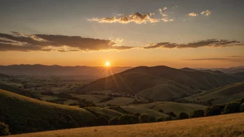 En vakker solnedgang med en gylden sol