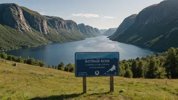 Et idyllisk norsk landskap med en hint om Bjørøs' beliggenhet.