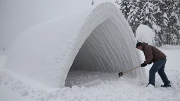 En person som bruker en snøskjerm til å rydde snø fra en innkjørsel.