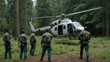 En leteaksjon i gang med flere personer og en helikopter