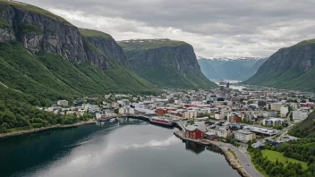 En malerisk utsikt over en turistdestinasjon i Norge, som viser ulike tjenester som tilbys av turistbransjen.