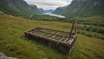 Et tradisjonelt norsk fangstredskap, med et naturskjønt landskap i bakgrunnen.