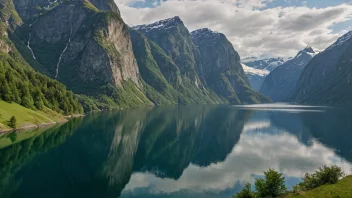 En åndeløs utsikt over en norsk fjord, som viser dens naturlige skjønnhet og ro.