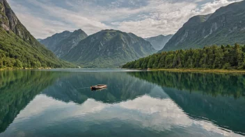 Et pittoreskt bilde av Jonsvatnet i Norge, som viser dens naturskjønne omgivelser og ro.