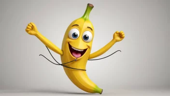 En leken illustrasjon av en banan i bevegelse, som fremhever konseptet bananfart.