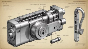 En illustrasjon av en mekanisk lås med dens komponenter.
