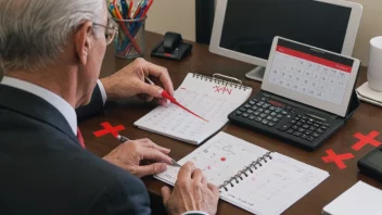 Et bilde som representerer begrepet fraværskostnad, med en person som sitter ved et skrivebord og en kalender med en rød X gjennom en dag.