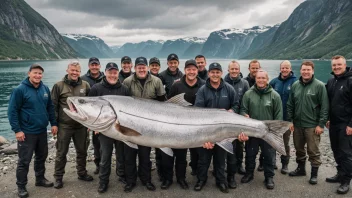 En gruppe store fiskere i Norge med sin fangst