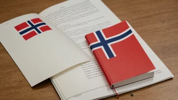 Et bilde som representerer den norske språkloven, med et flagg og en bok eller dokument.