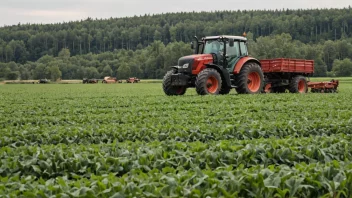 En bonde som arbeider i et jorde med en traktor i bakgrunnen, som symboliserer viktigheten av arealstøtte i norsk landbruk.