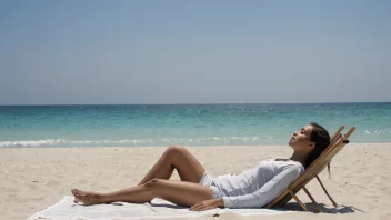 Et fredelig bilde av en person som nyter et rolig øyeblikk på en strand.