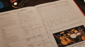 Et turnéprogram med en kalender eller tidsplan i bakgrunnen, og noen musikkinstrumenter eller scenelys i forgrunnen.