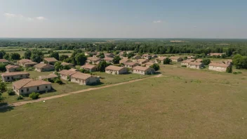 Et bilde av et grisgrendt område med få hus og bygninger, omgitt av natur