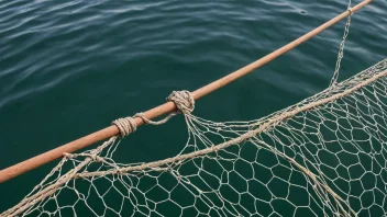 Et fiskegarn eller en fiskefelle, spesifikt en fiskehåv, i bruk i vannet.