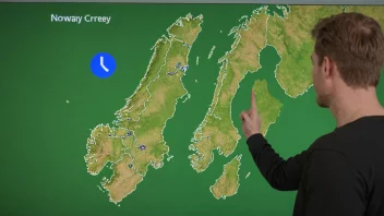 En meteorolog som presenterer værmeldingen