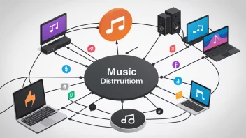 Illustrasjon av musikkdistribusjonsnettverk