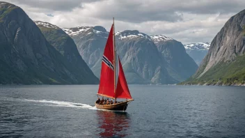 En skute seiler langs den norske kysten.