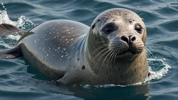 En kobbe med rund kropp og klumpete utseende, svømmer i havet.