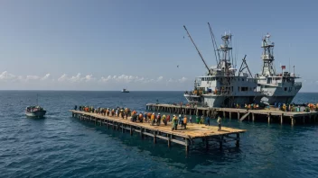 Et bilde av en fiskeristens, en stor plattform som brukes i fiskeindustrien til å samle, sortere og oppbevare fisk.