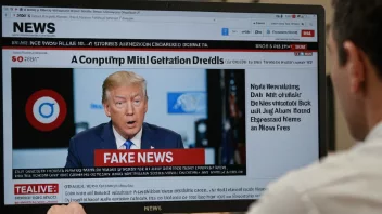 En person som ser forvirret ut foran en dataskjerm med en falsk nyhetsoverskrift