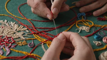 En person som utfører tradisjonell norsk broderi.