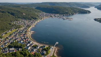 Flyfoto av Holmestrand, en sjarmerende kystby i Norge.