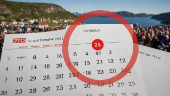 En norsk kalender med en rød sirkel rundt en bestemt dato, som symboliserer en karensdag.