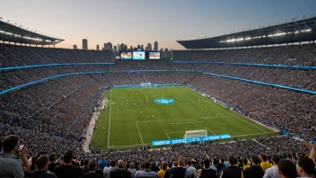 En by med en sterk tilknytning til fotball, med et stort stadion og spillere i aksjon