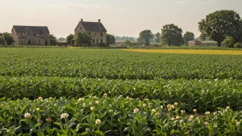 En naturskjønn utsikt over et velholdt kulturbeite med en rekke vekster og blomster.