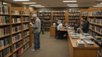 Et bibliotek med en mangfoldig samling av bøker og medier, som betjener samfunnet.