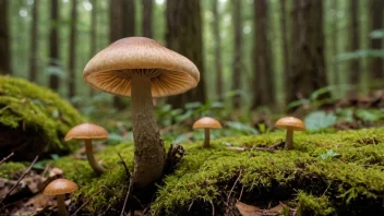 Et bilde av en Psilocybe-sopp som vokser i skogen.