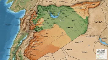 Et kart over Syria som viser landets grenser, byer og geografiske trekk