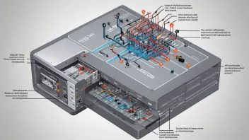 En funksjonsenhet eller komponent innen et system, med piler og linjer som viser hvordan den interagerer med andre deler av systemet.