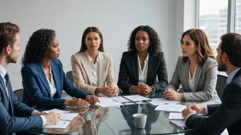 En gruppe mennesker sitter rundt et bord, med en person i midten som fungerer som formidler, og faciliterer en diskusjon mellom de andre.