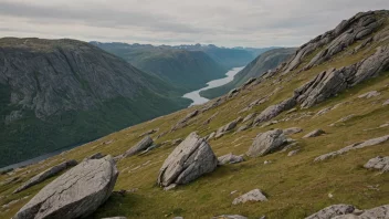 En liten, steinete bakke eller ås i et norsk landskap