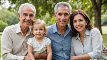 En familie med tre generasjoner, hvor forskjellene mellom dem er tydelige.