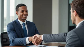 En forretningspartner som håndhilser med en annen forretningsperson i en profesjonell setting, symboliserer partnerskap og samarbeid.