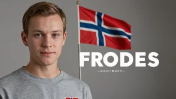 En person med et norsk flagg i bakgrunnen, med navnet Frodes skrevet i tykke bokstaver.