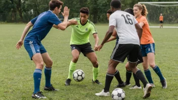 En gruppe venner som spiller fotball sammen, og viser lagånd og støtte