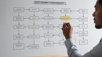 En person som analyserer et flytdiagram for å bestemme ansvarsnivået