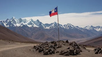 Et vakkert landskap av Andesfjellene i Chile, med et chilensk flagg som vifter i vinden.