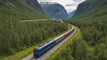 Et tog på en jernbane i et naturskjønt norsk landskap