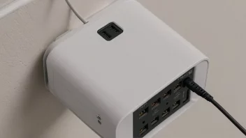 En lader med flere USB-porter og en strømkabel