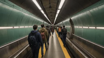 Et bilde av en t-banetunnel med tog og passasjerer, som viser effektiviteten av underjordisk transport.