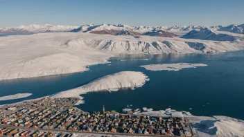 Barentsburg, en russisk gruveby på Svalbard, omgitt av arktisk landskap.