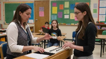 En student mottar musikkutdanning i et klasserom.