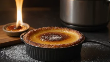 En creme brulee med en karamellisert sukkerkruste.