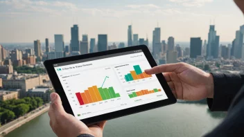 En person som analyserer gebyrer og betalinger på en tablet.