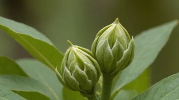 En knop på en plante med blader eller blomster under utvikling